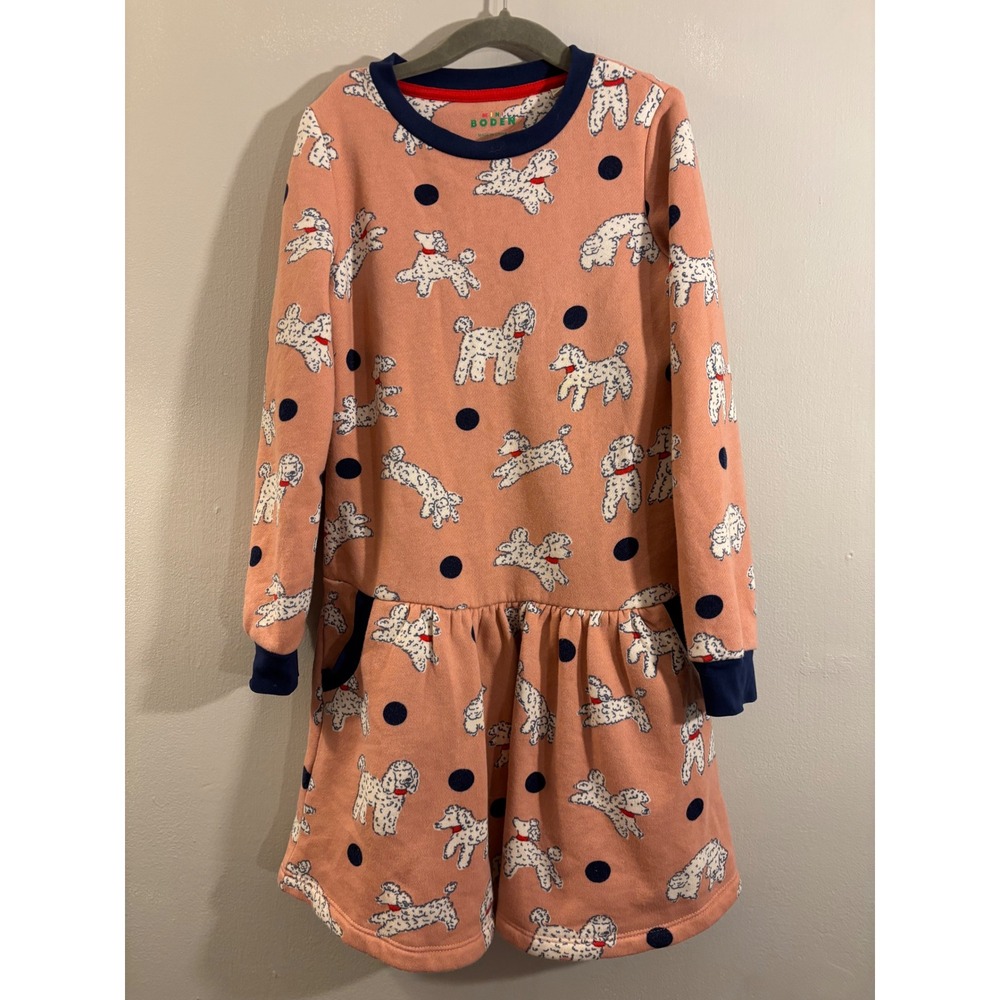Mini Boden Pink Poodle Sweatshirt Dress 7-8 yr